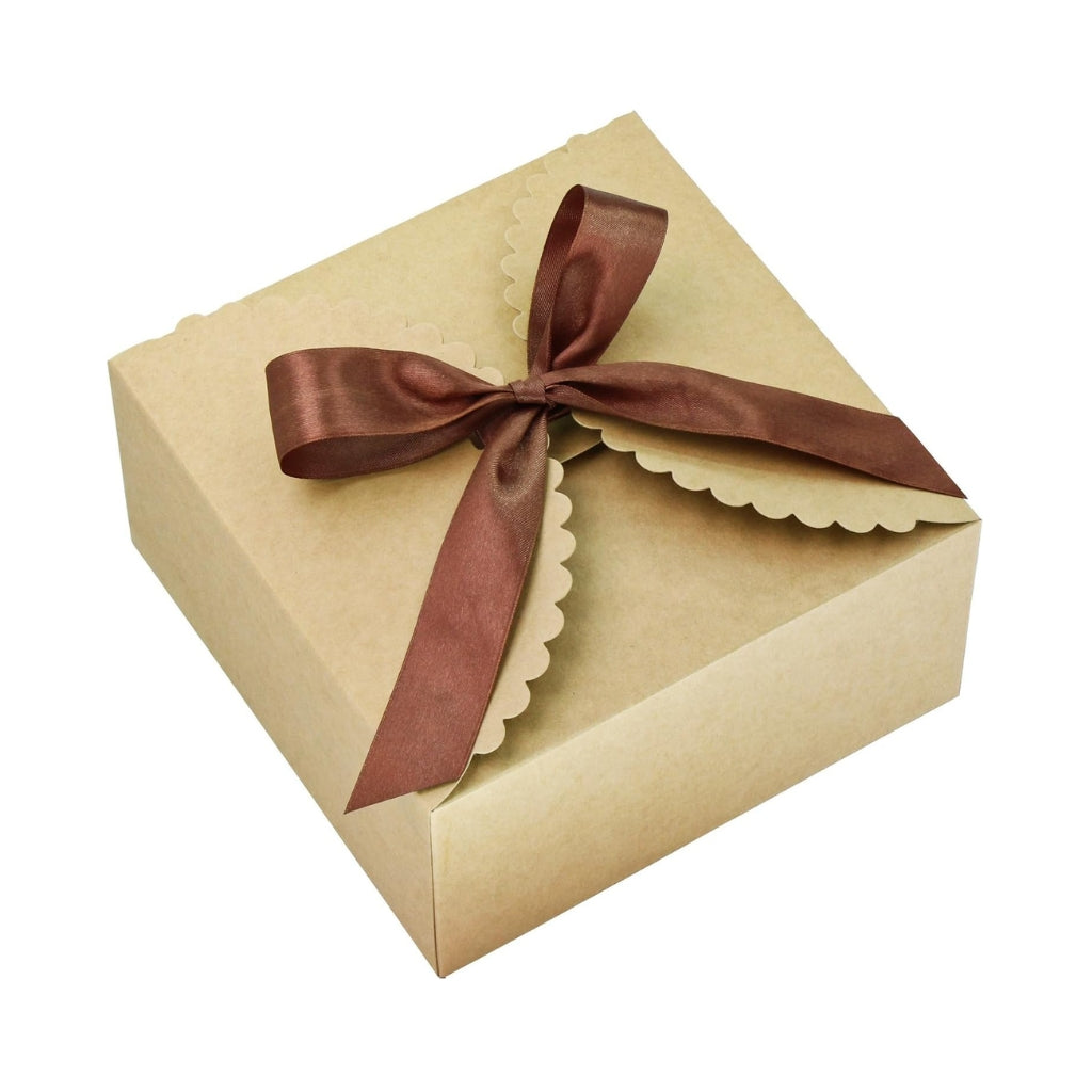 Kraft Gift Boxes with Lids and Ribbons, 6 Pack