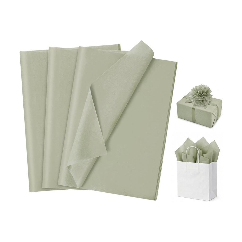 Sage Green Tissue Paper Sheets 50.8 cm × 35.56 cm, 120 Pack